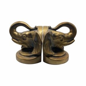 Vintage Brass Elephant Bookends Set Of 2